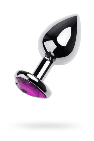 Анальный страз-сердечко с кристаллом фиолетового цвета, Ø 2,8 см