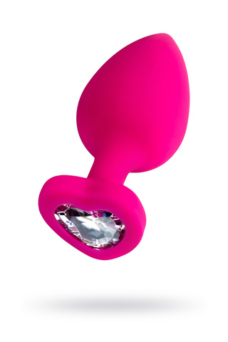 Анальная втулка ToDo by Toyfa Diamond Heart, водонепроницаемая, силикон, розовая, 9,5 см, Ø 4 см
