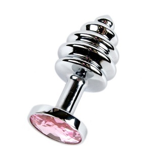 Анальный страз с рифлением с розовым кристаллом, Ø 3,3 см