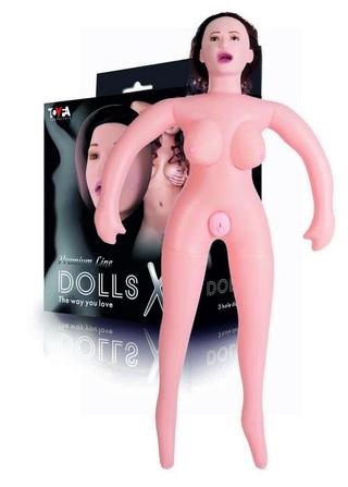 Кукла надувная с реалистичной головой. Брюнетка.  Кибер вставка вагина – анус. 3 отверстия.