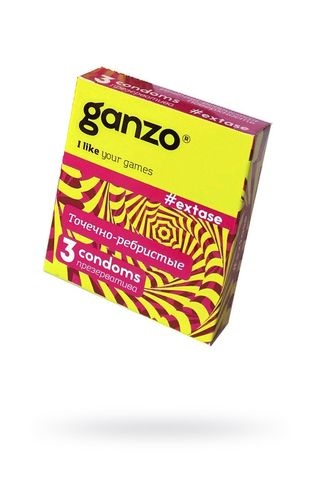 Презервативы Ganzo Extase № 3 Точечные и ребристые, анатомической формы ШТ